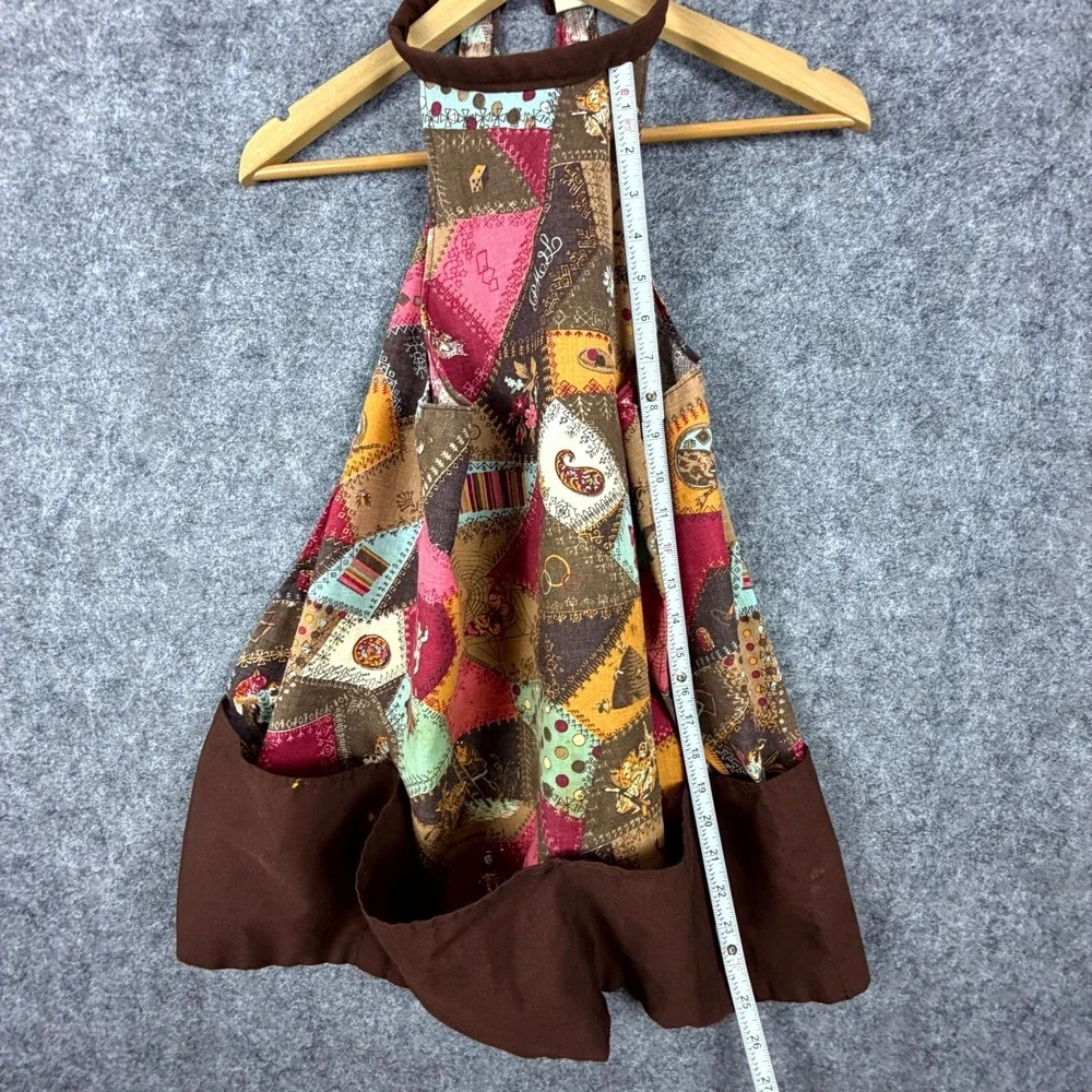 Vintage Womens Apron Multicolor Quilt Patchwork Halter Neck Boho